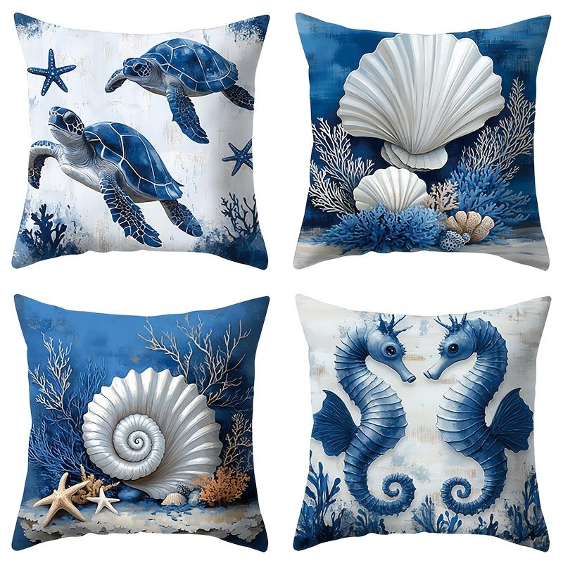 Shell and Turtle Design digital printing pillow cover Short plush Suitable living rooms bedrooms sofas throw cushion cover