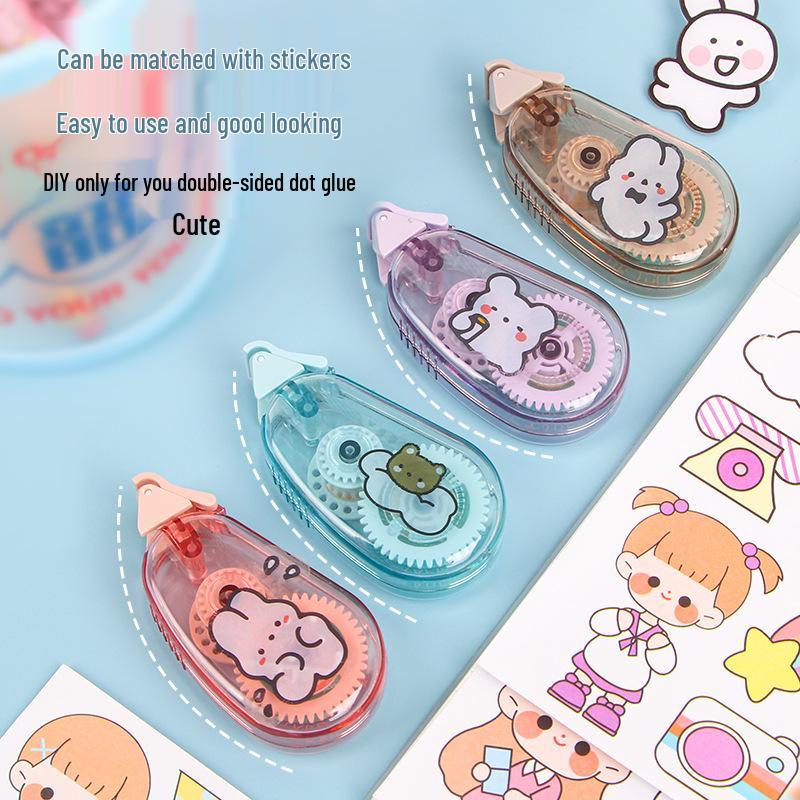 Прозрачная стираемая точечная клейкая лента - Милая, двусторонняя для студенческих DIY журналов