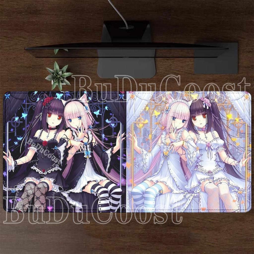 Nekopara Игровой коврик для мыши Speed HD Печать Аниме Девушка Настольный коврик Аксессуары для ПК и офиса Клавиатура Киберспорт Нескользящая основа XXL Коврик для мыши