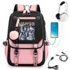 KATSEYE Girl Group Print Backpack Large Capacity Student Bookbag Campus School Casual Travel Rucksack 60123-2