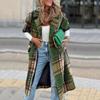 Y9Women's Long Sleeve Lapel Printed Tweed Long Coat