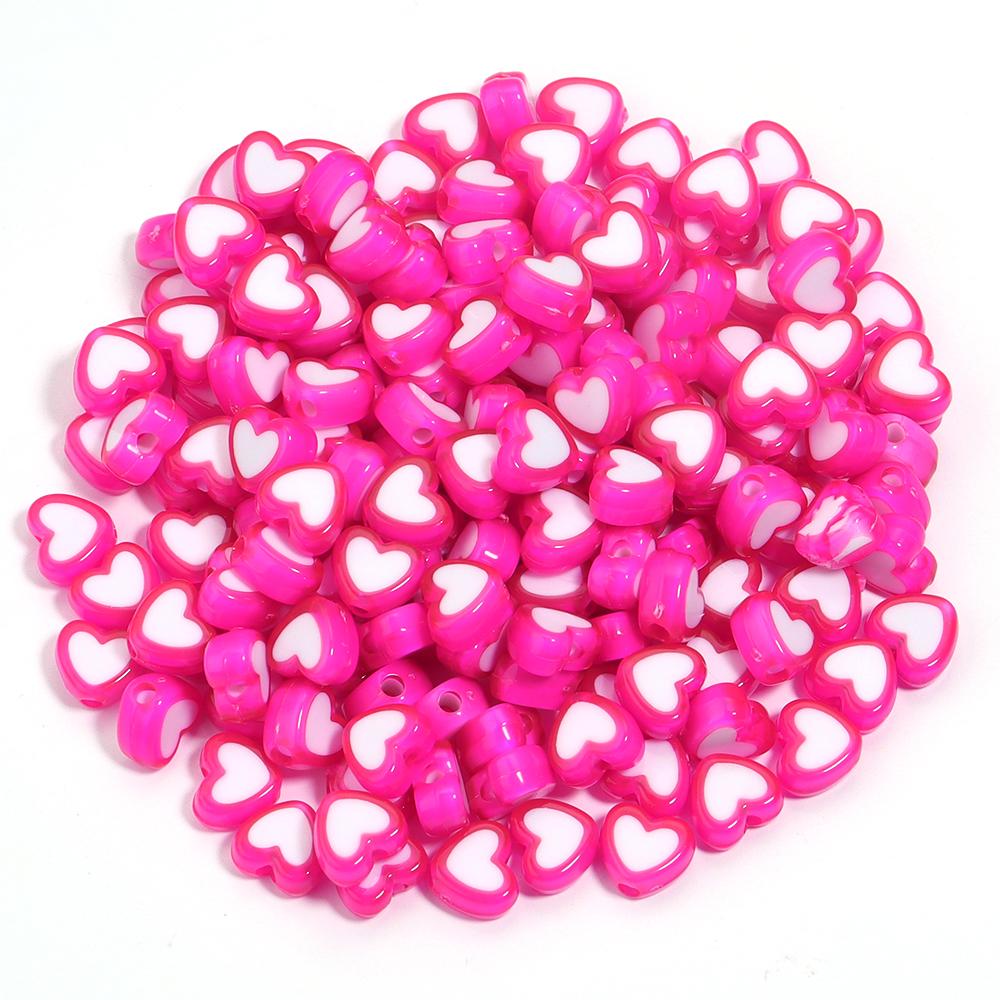 100 шт./лот Бусины-разделители в форме сердца для изготовления ювелирных изделий 8 мм Акриловые плоские бусины-сердечки Разноцветные DIY Для женских браслетов Ожерелий Шармов