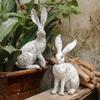 2x Resin Statues Garden Decorations Bunny Figurines Home Decor Crafts Desktop Ornaments