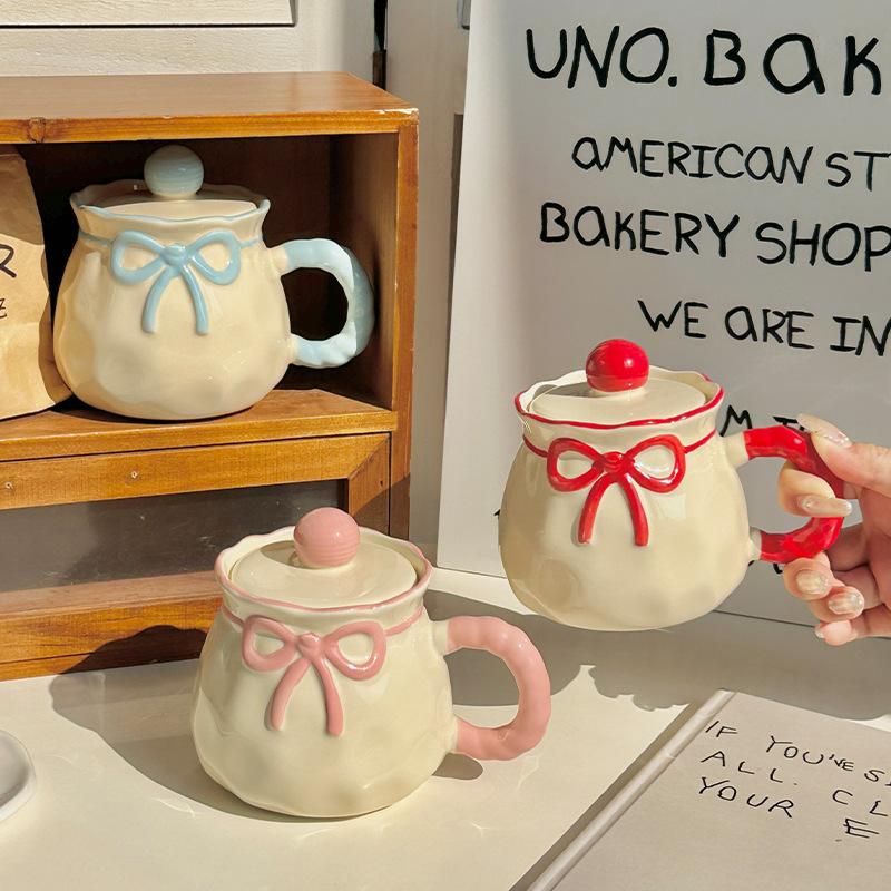 Керамическая кружка-бант высокой ценности, новая парная чашка для воды, офисная чашка для завтрака, подарок на день рождения для женщины