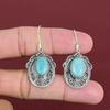 Серьги из амазонита, натуральные драгоценные камни, серьги ручной работы, винтажные серьги из стерлингового серебра 925 пробы, дизайнерские ювелирные изделия, висячие серьги для подарков