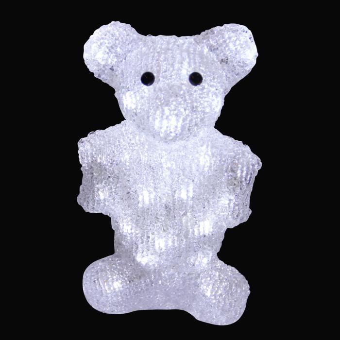 Décoration lumineuse - Ours - 20 LED - Effet crépitant - Blanc - 20cm