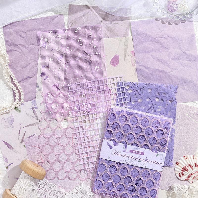 15 pcs Vintage Mixed Materials Lace paper Decor Scrapbook Materials DIY Photo Album Collage Journal Creative Stationery Supplies