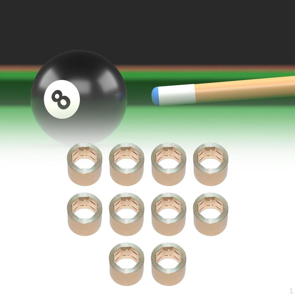 10 Pieces Billiard Cue Copper Ferrule Portable Pool for Repair