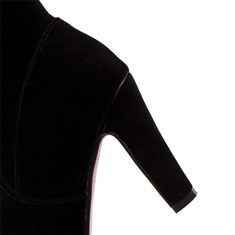 Женские сапоги на высоком каблуке, сексуальные, в европейском и американском стиле, осень-зима, новые, однотонные, водонепроницаемые, на толстом каблуке, большие размеры, средние сапоги