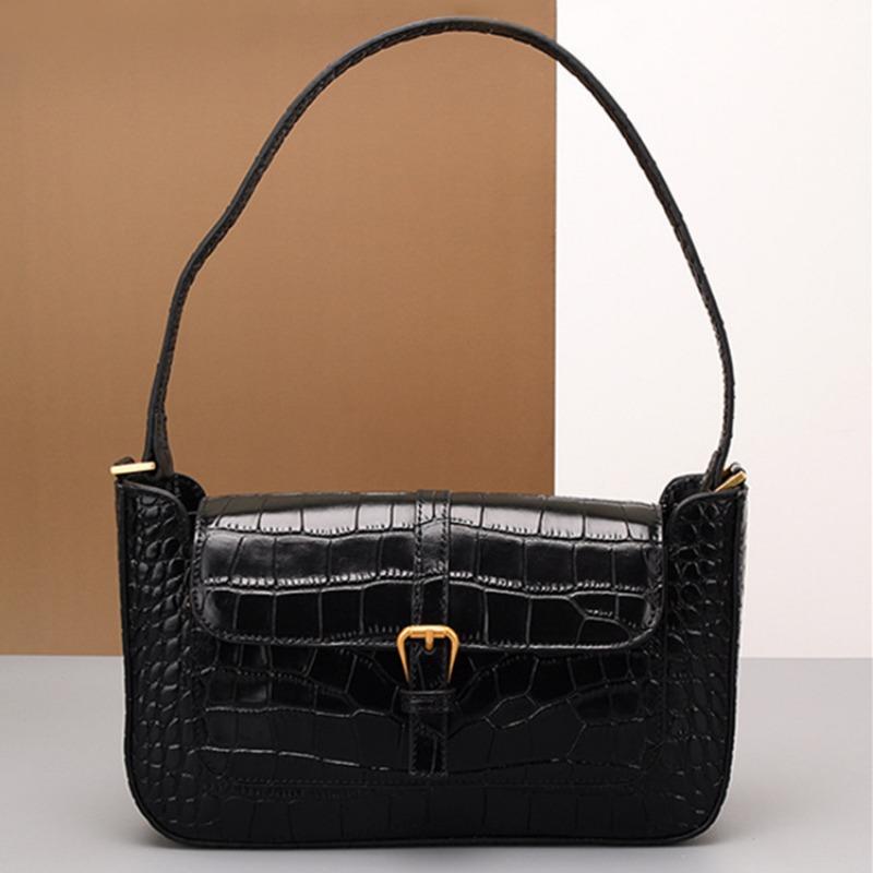 Bag Autumn Crocodile Cross Body Bag Niche Armpit Baguette Shoulder Bag with Genuine Leather