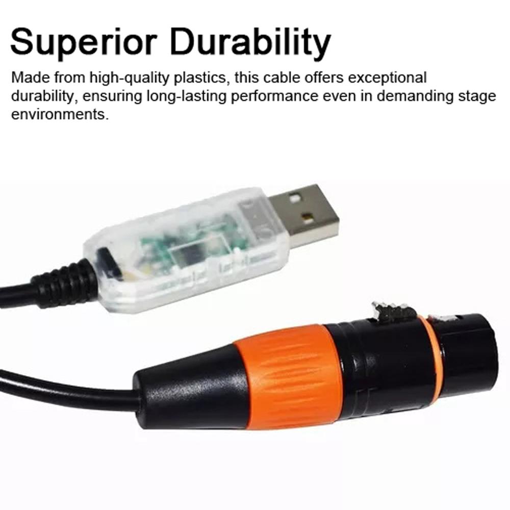 USB Male to XLR 3 Pin Female Adapter Cable USB  512 Interface Adapter Cable with Built-in FTDI Chip   Module Signal for Control Stage Lighting E