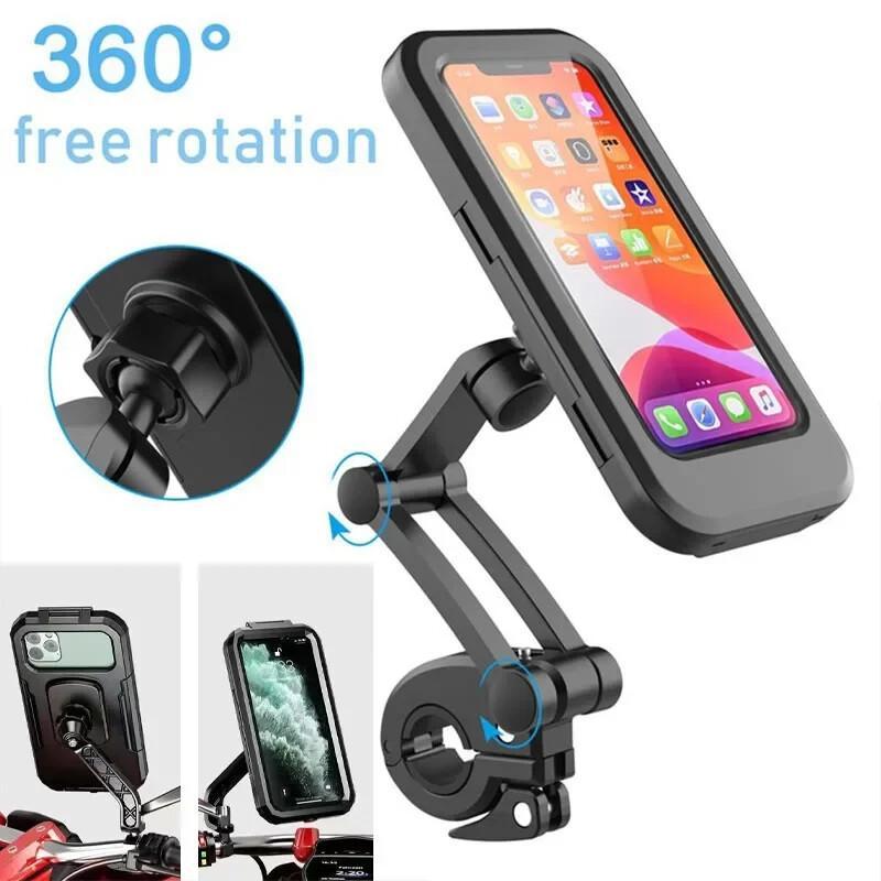 Waterproof Motorcycle Phone Holder, Universal Bicycle Swivel,360 Degrees Adjustable