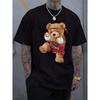 Европейские размеры Мужская футболка для Муай Тай с принтом Медведя - Тематическая футболка с коротким рукавом и круглым вырезом с принтом "FIGHT"