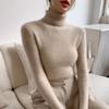 Women's Autumn Winter High Roll-Neck Ribbed Knit Sweater - High-Collar Knit Base Layer Top
