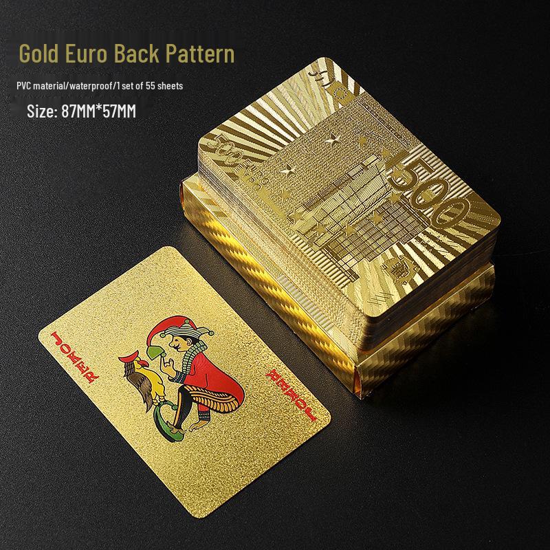 Luxury Gold PVC Playing Cards: Waterproof, Fold-Proof, Wear and Dirt Resistant, Washable.