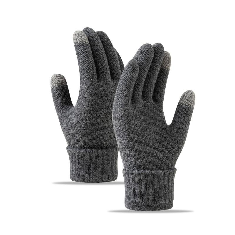 Перчатки Женские Зимние Бархатные Утепленные Корейская Версия Ветрозащитные Милые Для Верховой Езды Сенсорные Теплые Шерстяные Вязаные Перчатки