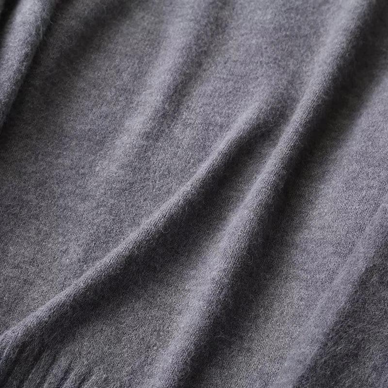 Женские пуловеры больших размеров, шикарные топы, элегантный бежевый вязаный свитер с круглым вырезом, джемпер