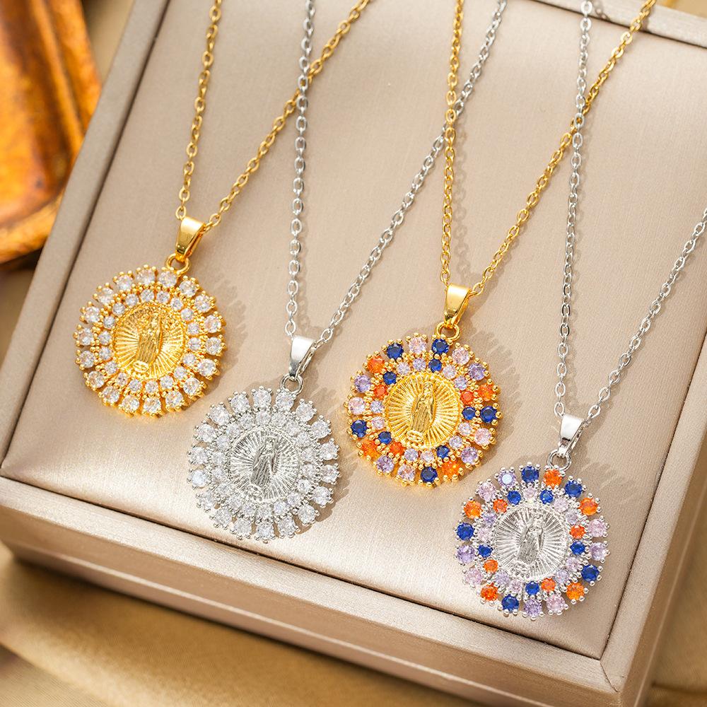 Медный микро-оправа циркон цветной кулон Дева Мария женское ожерелье кулон кулон аксессуары