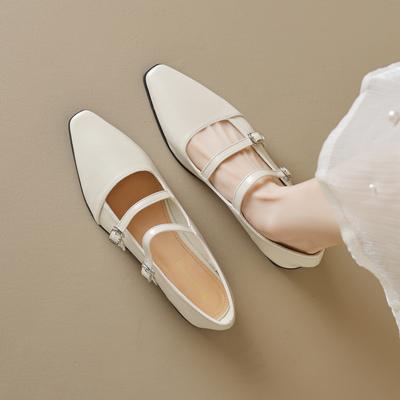 Weiwei girl 6831-1 Французские остроносые женские туфли на плоской подошве с неглубокой горловиной Туфли Мэри Джейн Корейская версия женских туфель