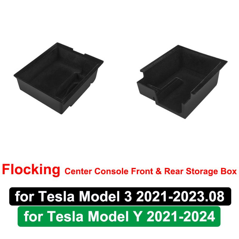 For Tesla Model Y 3 Center Console Storage Organizer Box Tray Armrest Hidden Box Bins Cup Holder Auto Interior Accessories