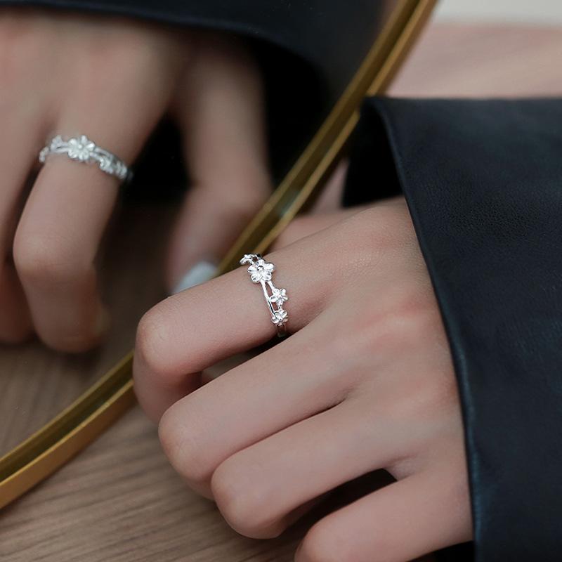 Sweet Double Layer Flower Rings For Women Girl Korean Fashion New Year Jewelry Gift Party Wedding anillos mujer