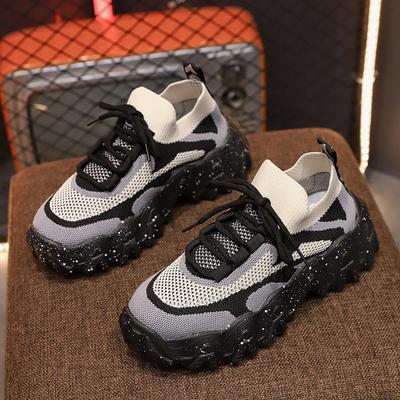 Женские модные сетчатые массивные кроссовки, без шнуровки для папы, дышащие удобные кроссовки на платформе для женщин, прогулочная обувь на толстой подошве