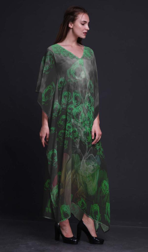 Phagun Женский кафтан Роза и Череп, Праздничная одежда для отдыха, Макси-платье, Пляжный