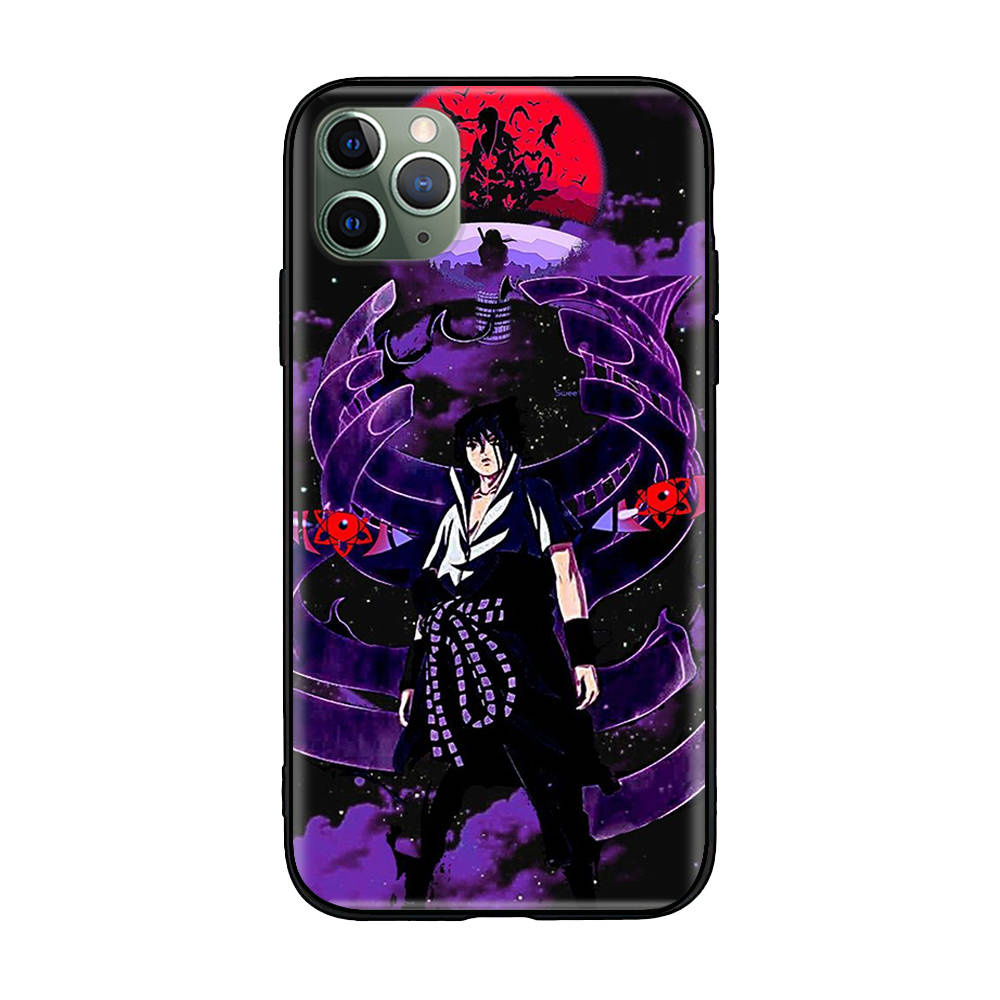 Мягкий черный чехол W-40 Naruto Uchiha Sasuke для iPhone 11 12 13 14 15 6 7 8 X XS Pro Max XR Samsung S21 S22 S23 S24 FE Ultra S8 Plus