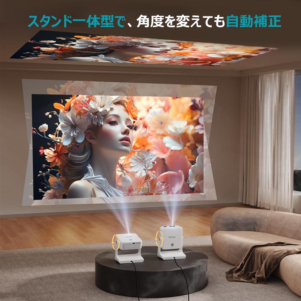 С проектором Google Sovboi для домашнего использования, яркость 1200 ANSI, встроенная стойка, потолочный проекционный домашний проектор, Full HD 1080P, совместимый с 4K, 10 Вт