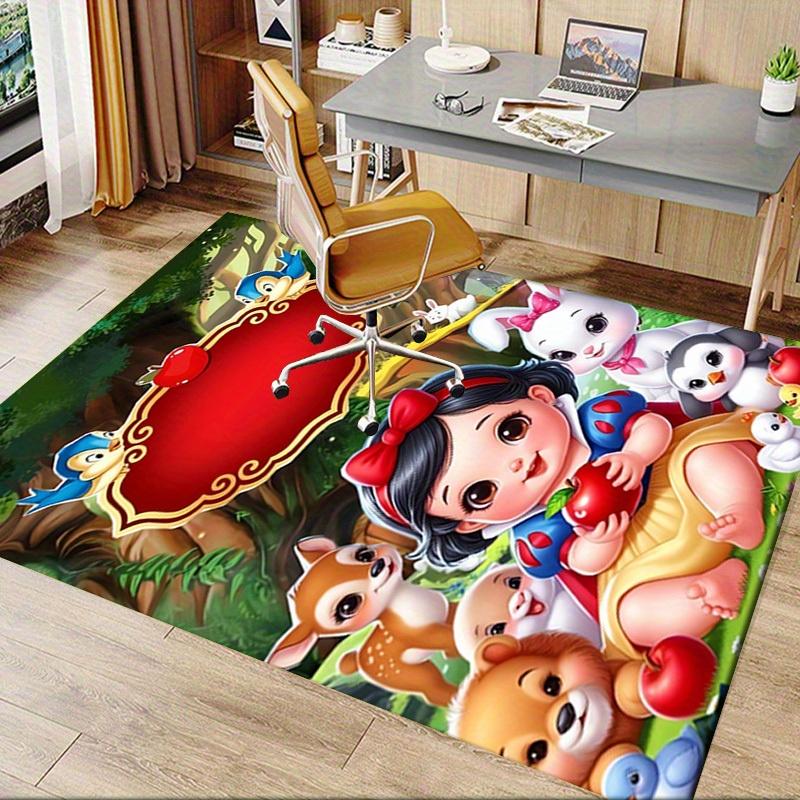 Office Carpet, Under Chair Rug, Gift for, Home Decor, Snow White and Friends Forest Scene, Soft Plush Mat for Playroom, , and Living