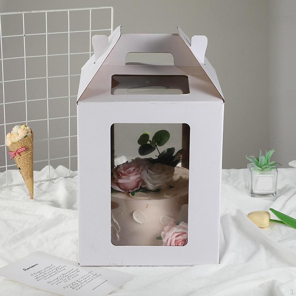 Коробка Ярусный торт на вынос Контейнер для транспортировки Пыленепроницаемый Хранение продуктов Портативный с окном для