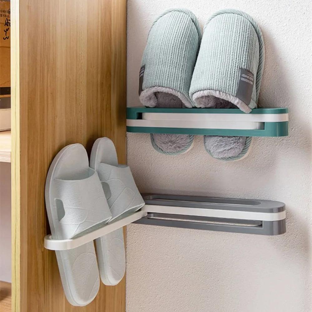 Shoe Rack Foldable Three In One Slipper Rack, Bathroom Wall Mounted Non Perforated Towel Storage Rack, Storage Rack