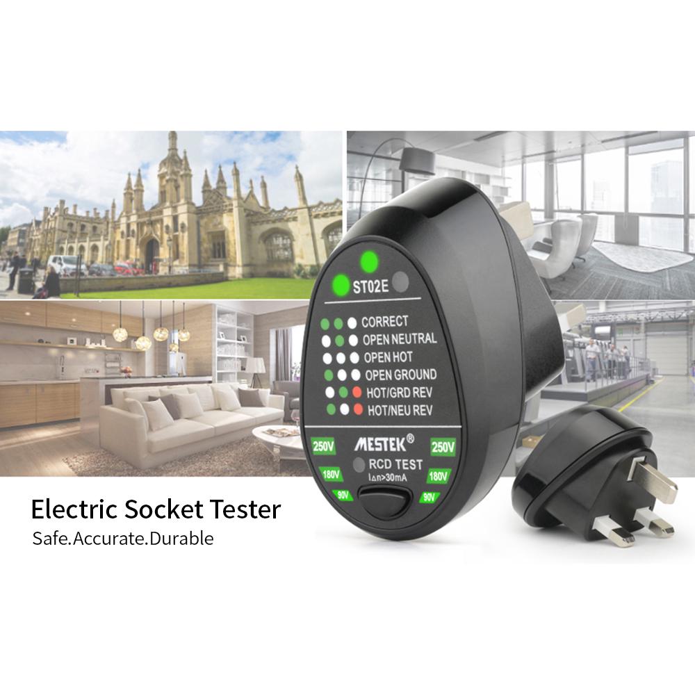 Усовершенствованный тестер электрических розеток MESTEK RCD, автоматическая схема тестирования нейтрального провода под напряжением