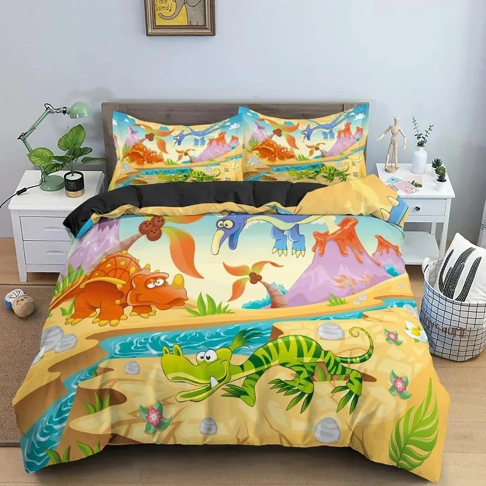 Top New Cartoon Dinosaur Pattern Duvet Cover Luxury Bedding Set 3D Animal Quilt Cover With Pillowcase Kid's Bedroom Bedclothes