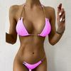 Popular Swimming Suit Metal Chain Sexy Breathable Women Halter Bra Underwear Swimsuit for Travel
