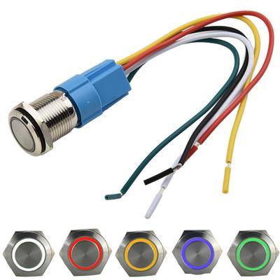 Кнопочный переключатель 12 В-24 В 19 мм IP65 LED самоблокирующийся