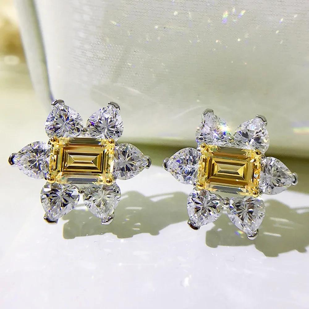 Women's Sparkling Water Drop Earrings Elliptical Geometric Zircon CZ Simple Luxury Engagement Fashion Jewelry Accessory