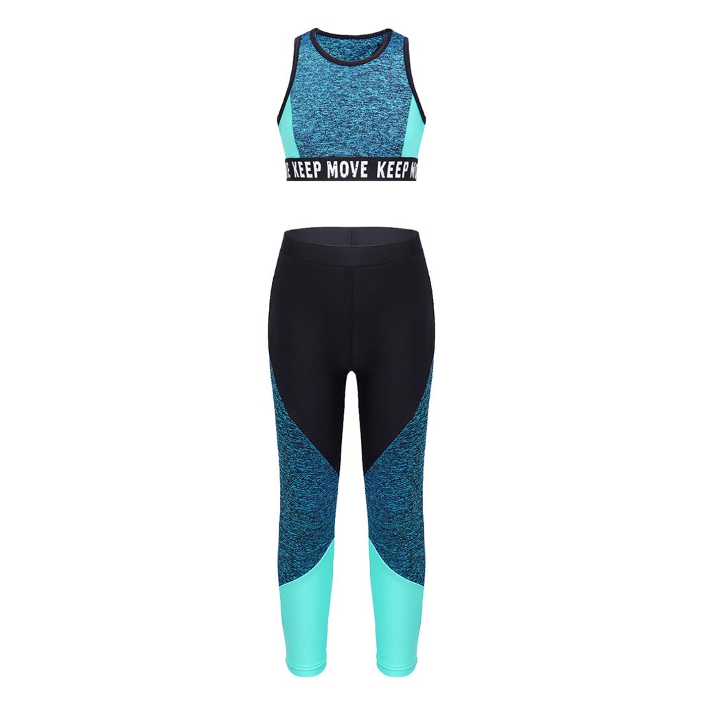 Детский спортивный костюм. Спортивный бюстгальтер для девочек с леггинсами. Спортивный спортивный костюм. Спортивная одежда для детей 4–16 лет.