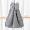 Hand Towel Coral Fleece Solid Color Design Bow Decoration Quick Dry Absorbent