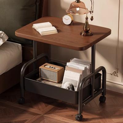 Перекатной двухъярусный приставной столик с полкой для хранения, для гостиной, спальни, дивана, кровати, кофейный столик для чая, тележка-столик с запираемыми колесами