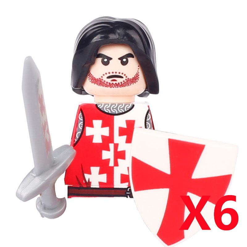 MOC Medieval Knight Castle Figures Building Blocks Weapon Wolf Swordsmen Guard Bow Arrow Shield Flags Warhorse Toys Gifts S002