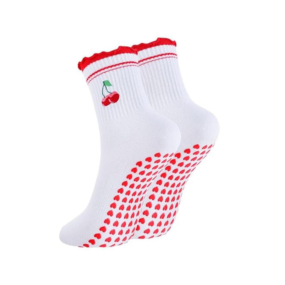 Non Slip Women's Yoga Grip Socks Mid Calf Floor Breathable Cozy Socks for Pilates Dance Gym