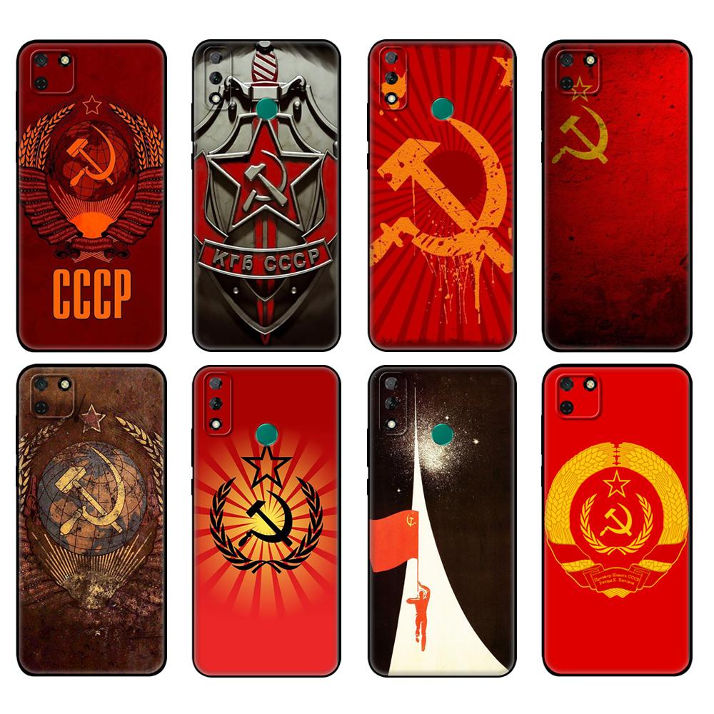 Черный чехол из ТПУ для Huawei Y9S Y6S Y8S Y5P Y7P Y8P чехол для Huawei Y5 lite Prime 2018 Y6 2019 чехол Советский Союз СССР гранж флаг