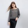 SANCITY 2025 Autumn Women's Textured Hollow Knit Loose Long Sleeve Pullover