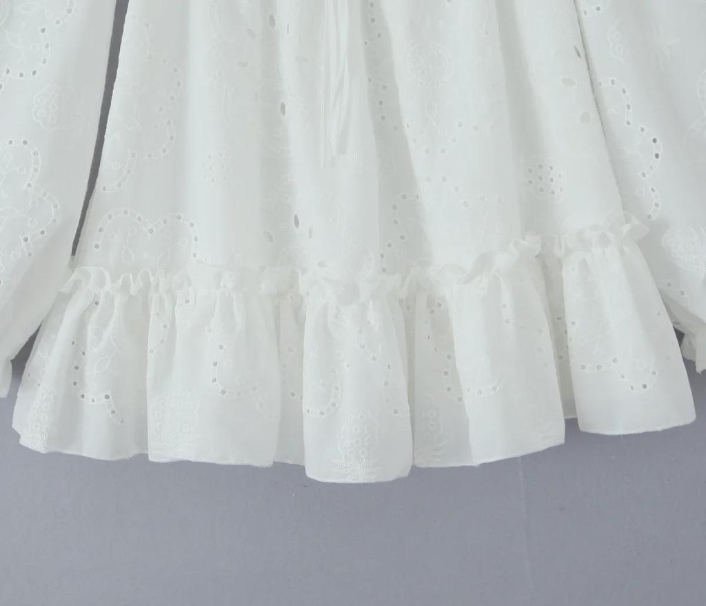 Женское платье-трапеция с рукавами-фонариками на одно плечо, осень 2024 г.