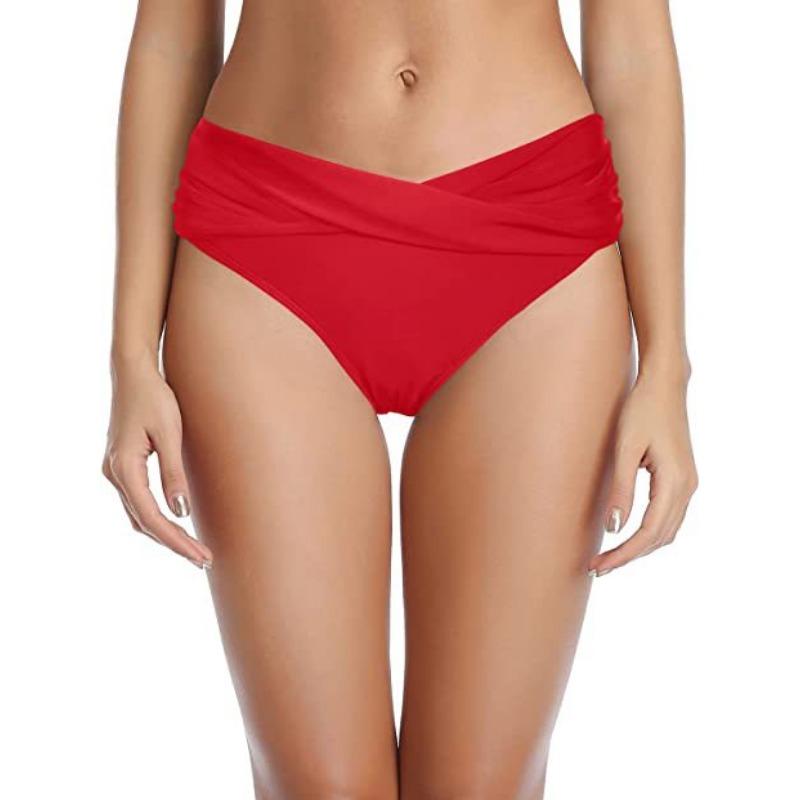 Women Low Waist Ruched Bikini Bottoms Swimsuit Briefs Pants