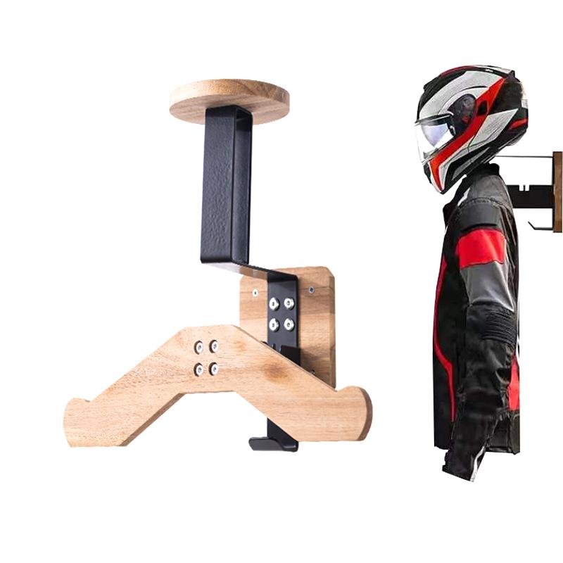 Стойка для шлема, настенное крепление, держатель для шлема мотоцикла, деревянная вешалка для велосипедного шлема с крючками, универсальная стойка для ключей для шлема