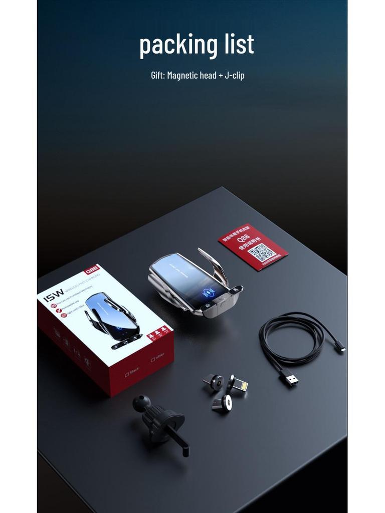 Q88 Magic Clip: Беспроводной автомобильный держатель для телефона 15 Вт со съемным магнитным зарядным устройством и поддержкой навигации
