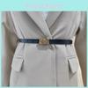Womens Leather Belt With Classic Silver Buckle For Daily Office Gift Attire