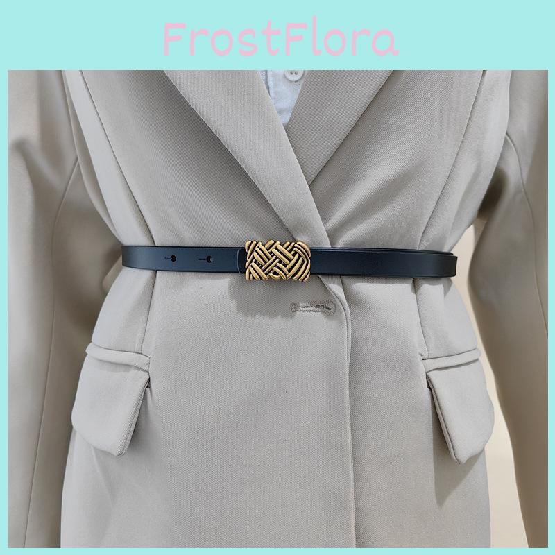 Womens Leather Belt With Classic Silver Buckle For Daily Office Gift Attire